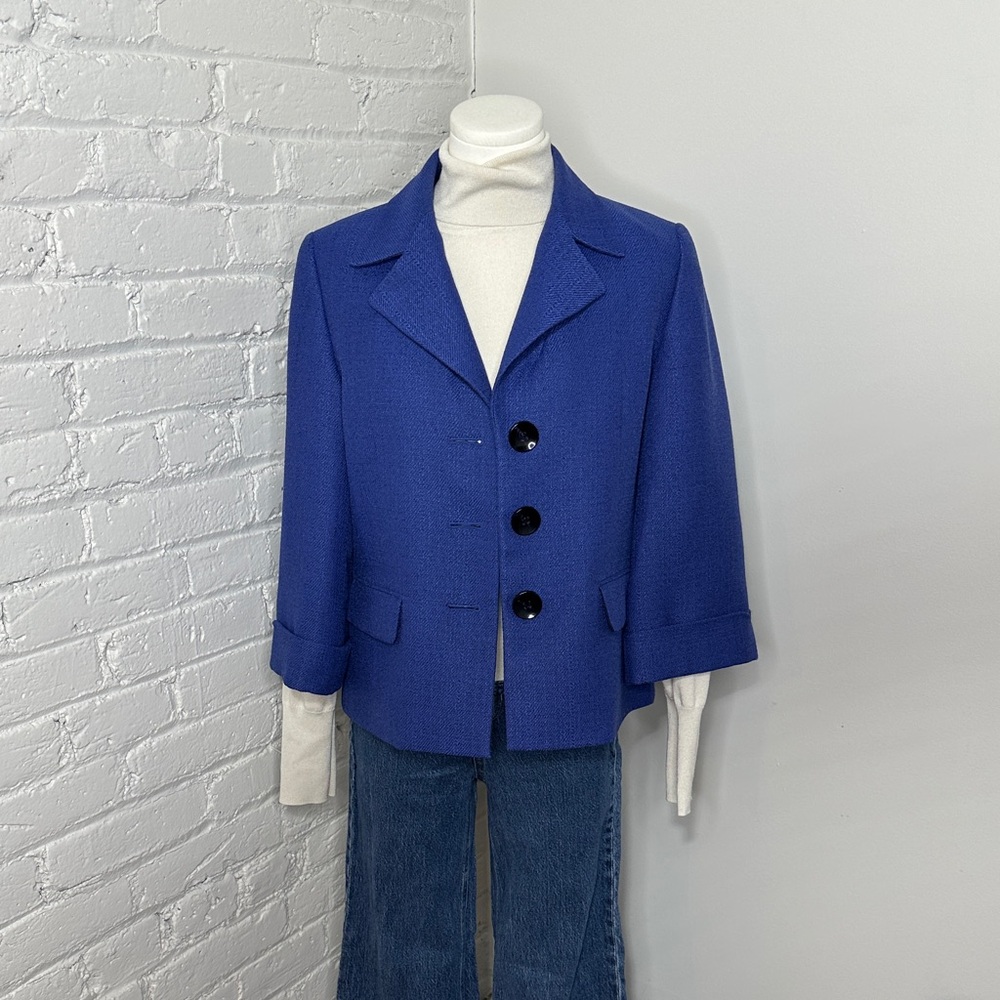 Vintage Cobalt Blue Cropped Blazer Jacket Size 8